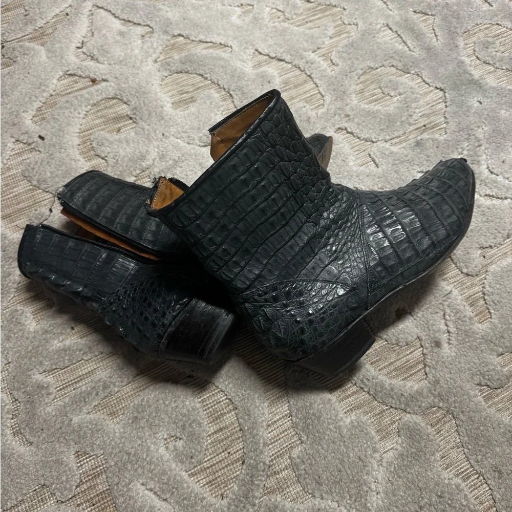 Men's Black/Grey Genuine Crocodile Boots 🐊 - Picture 4 of 5